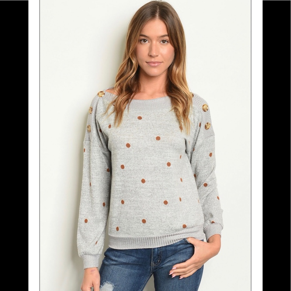 Grey Polka Dot Sweater